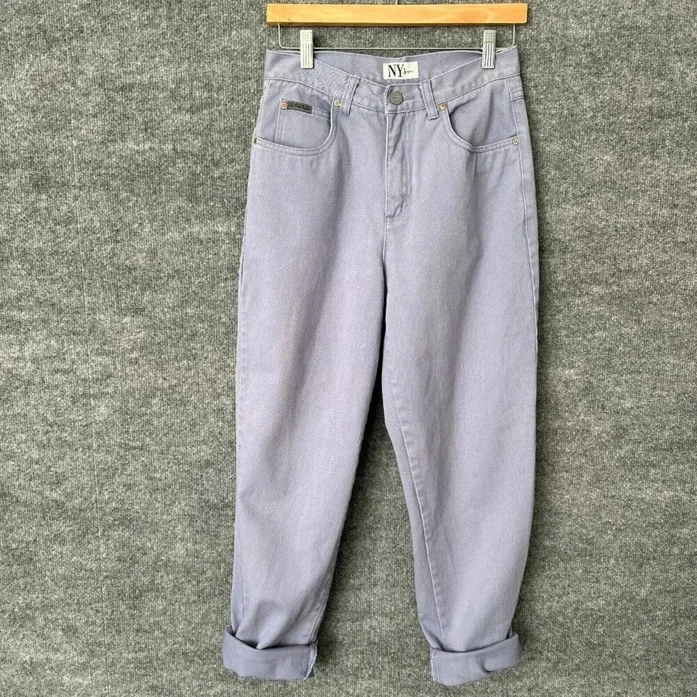 Vintage 90s NY Jeans Womens 6 Mom Easy Fit Faded Purple High Rise Tapered Denim